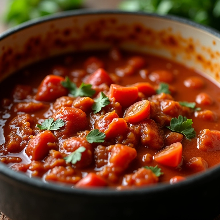 Molho caseiro para Carne Louca borbulhando na panela.