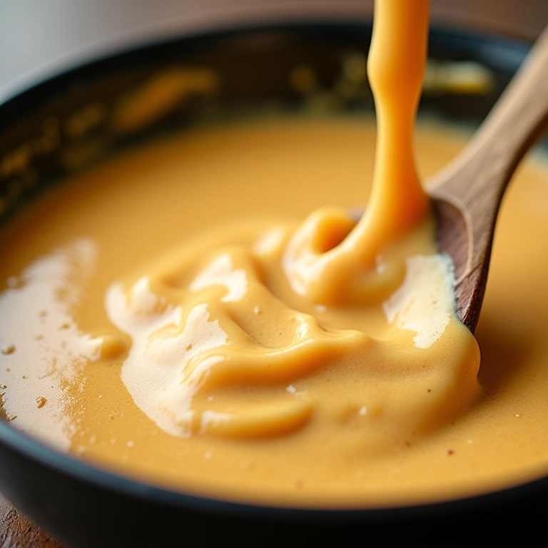 Molho cremoso de estrogonofe sendo preparado.