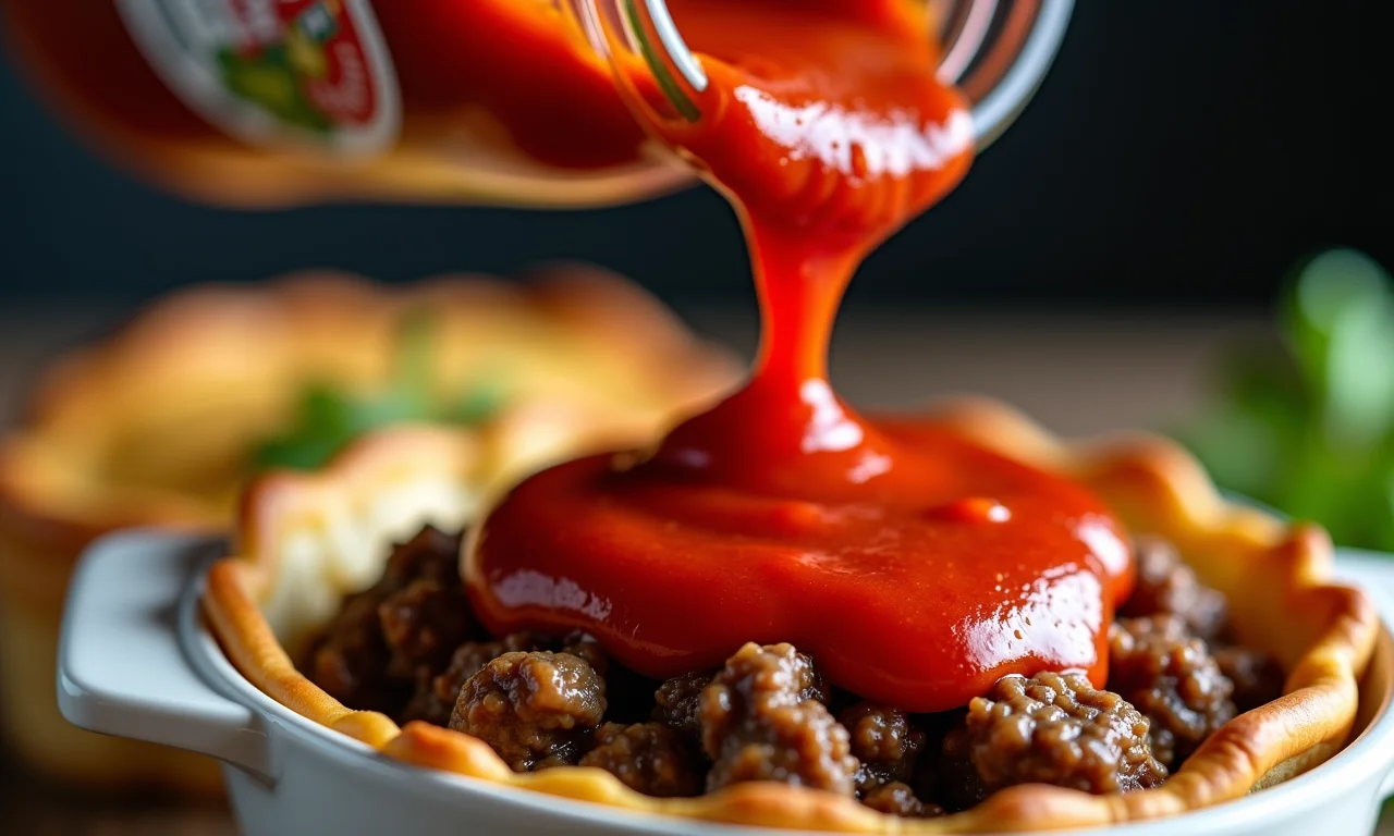 Molho Pomarola na torta de carne.