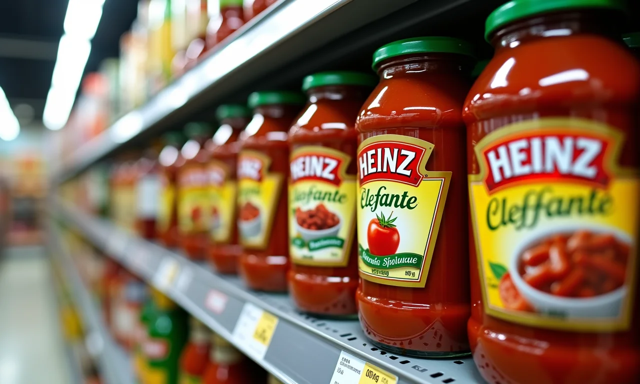 Molhos de tomate de marcas populares no supermercado.