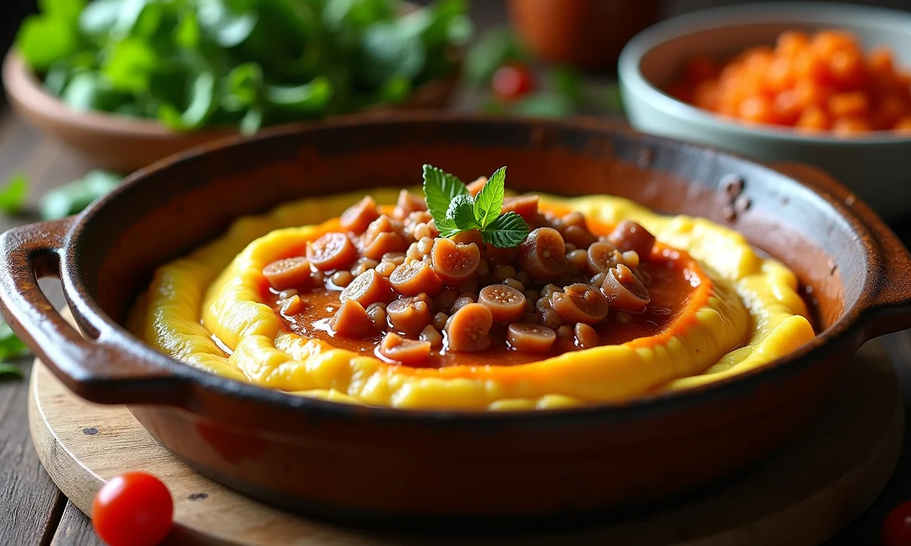 Montagem criativa do escondidinho em travessa.