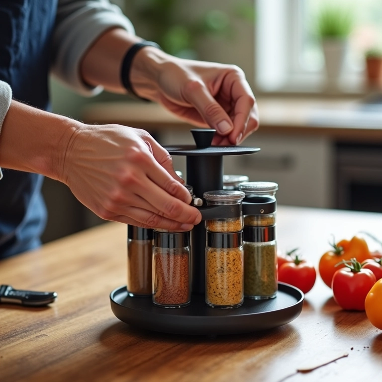 Montagem passo a passo de um porta condimentos giratório de madeira.