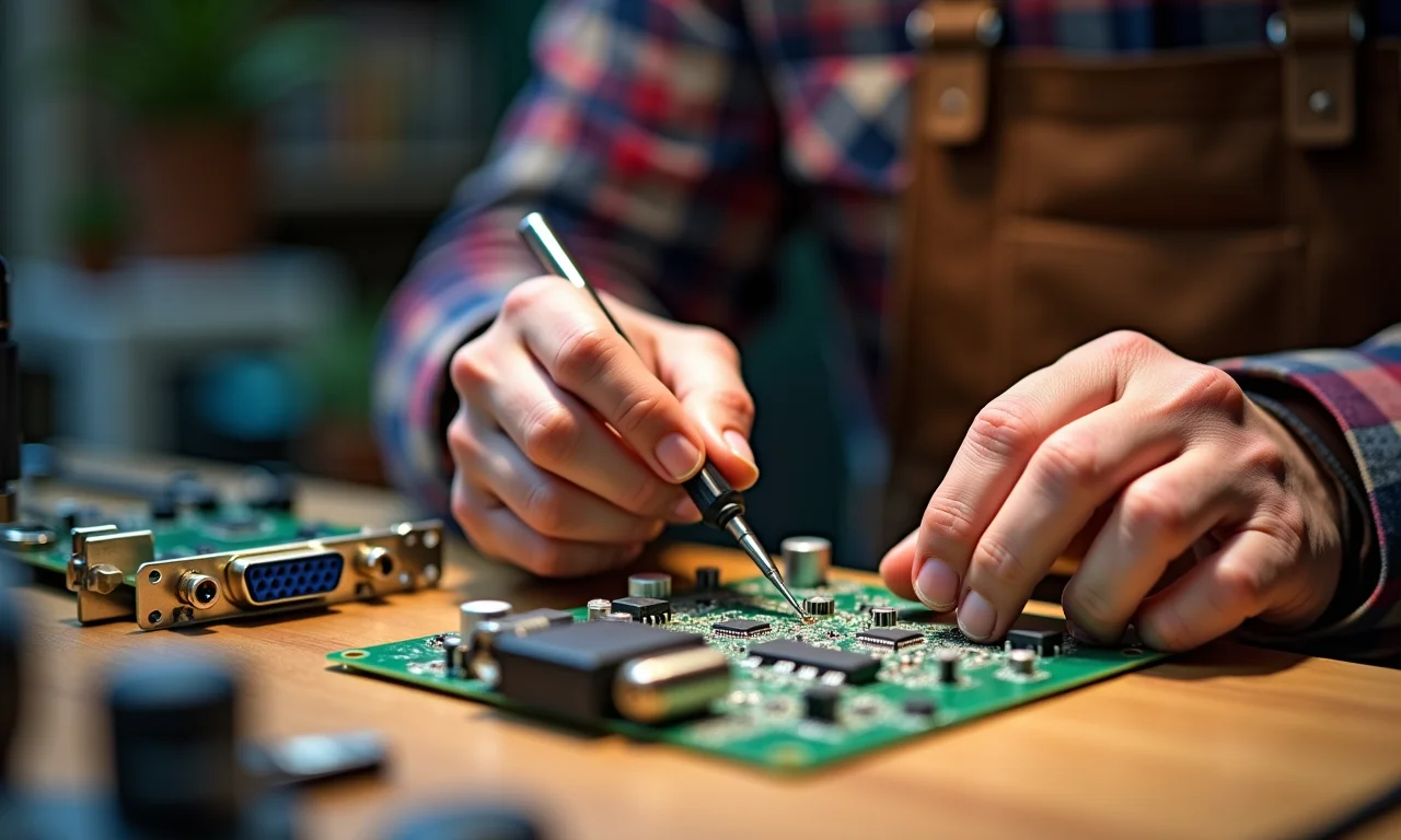 Montando um adaptador VGA para AV em casa.