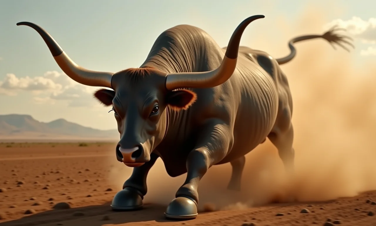 Motor potente impulsionando um touro mecânico.