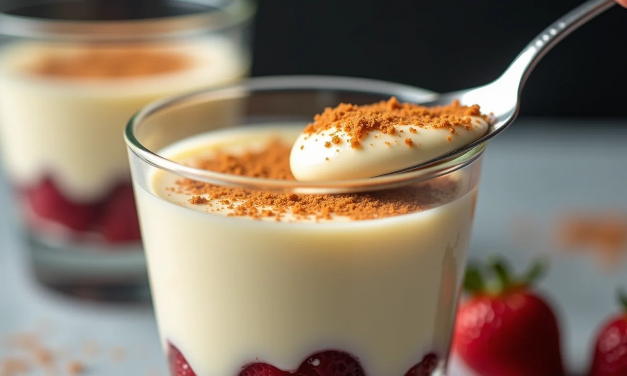 Mousse de curau em taça de sobremesa.