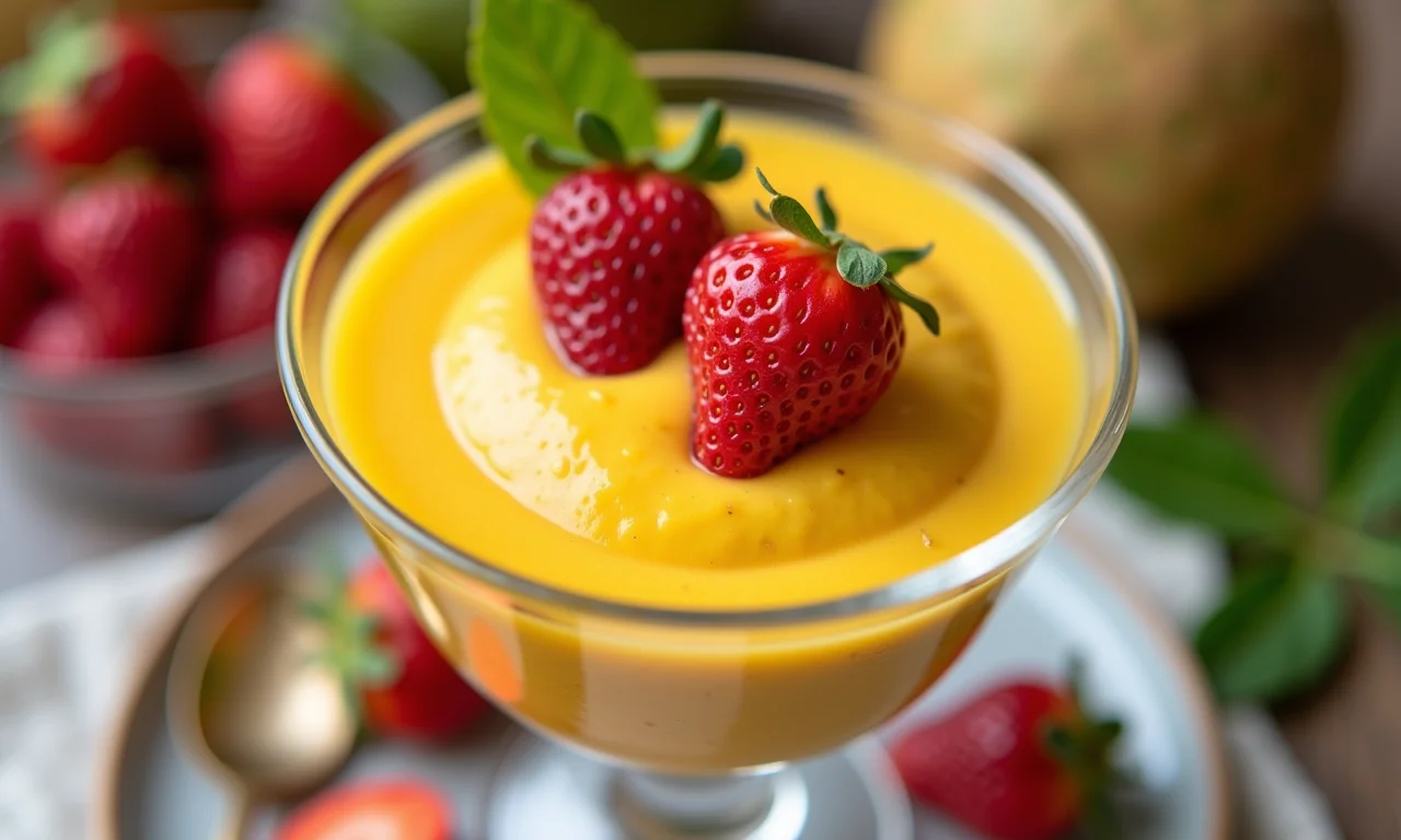 Mousse de maracujá com chia em copo decorado.