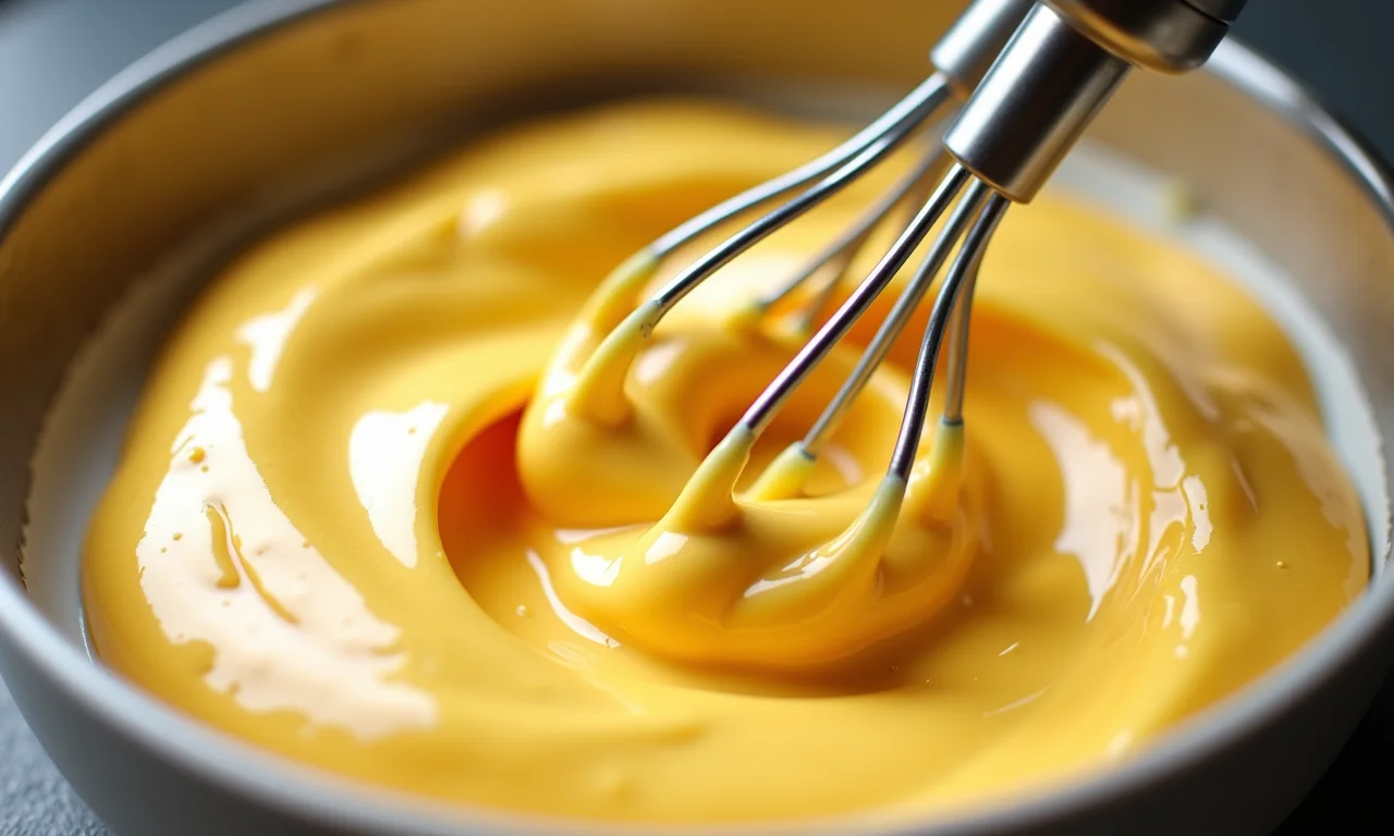 Mousse de maracujá sendo batido até atingir uma consistência firme.