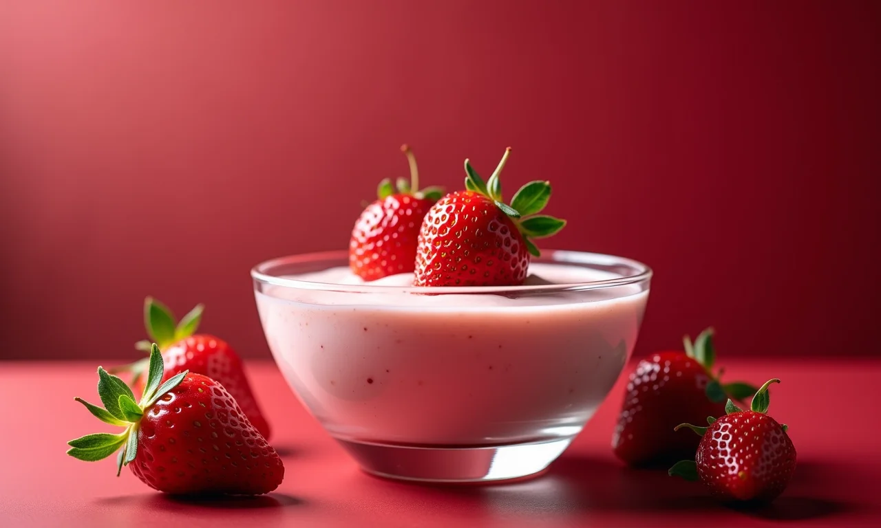 Mousse de ninho com morangos frescos, combinação perfeita e deliciosa.