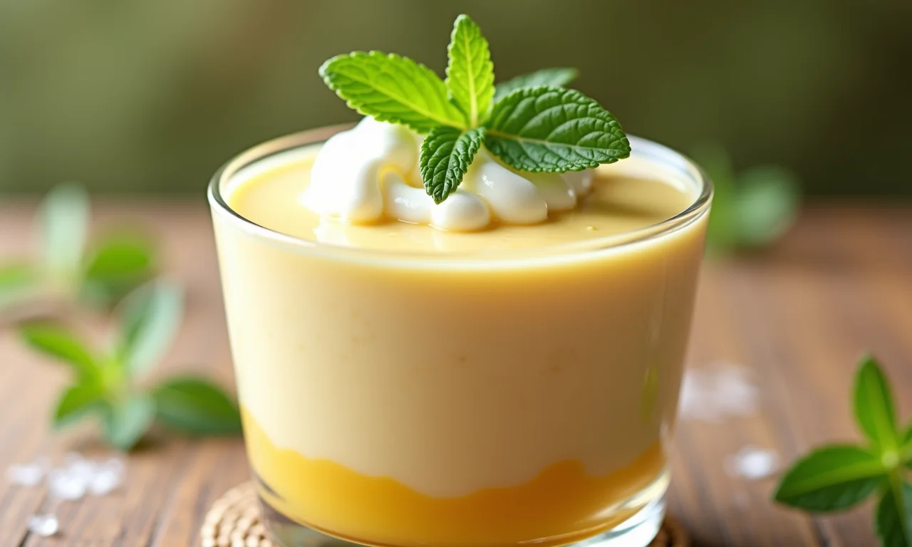 Mousse de seriguela com leite condensado em um copo.