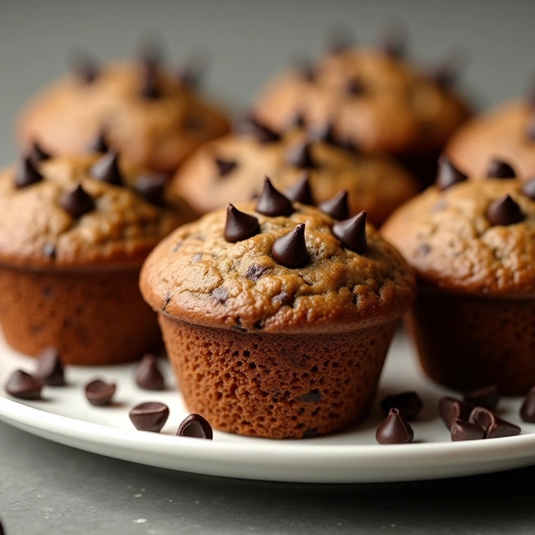 Muffins de banana com gotas de chocolate, irresistíveis e deliciosos.