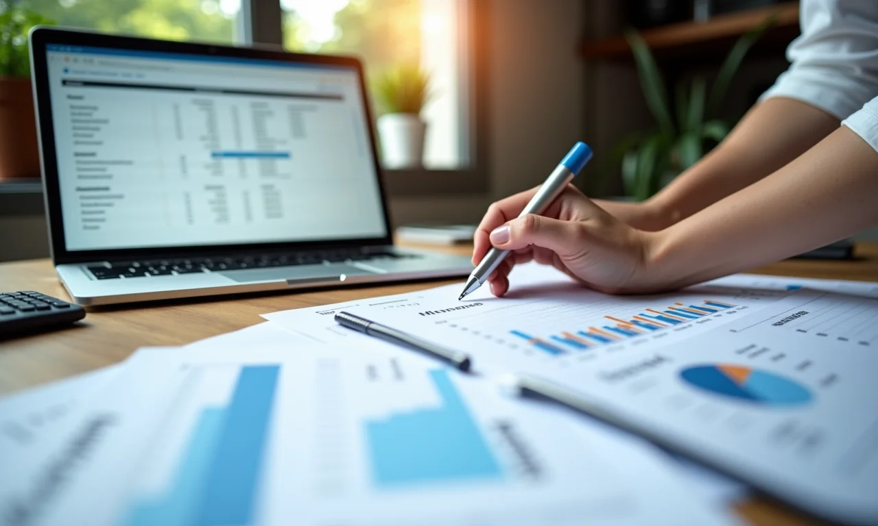 Mulher analisando documentos de alvará para seu negócio.