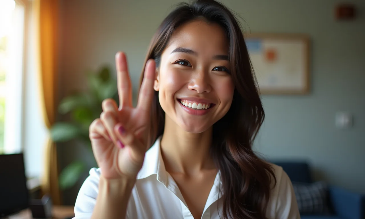 Mulher comemorando o adicional de 1/3 constitucional.