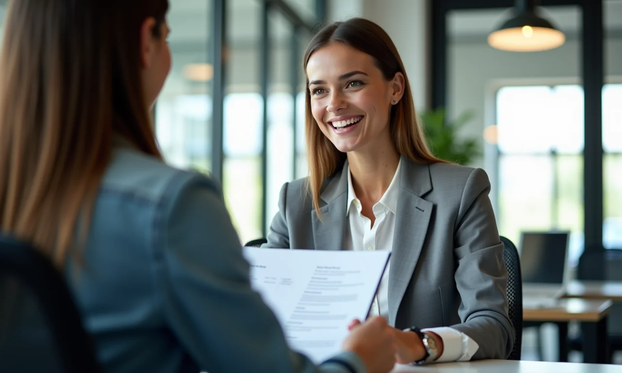 Mulher enviando currículo PDF para várias empresas.