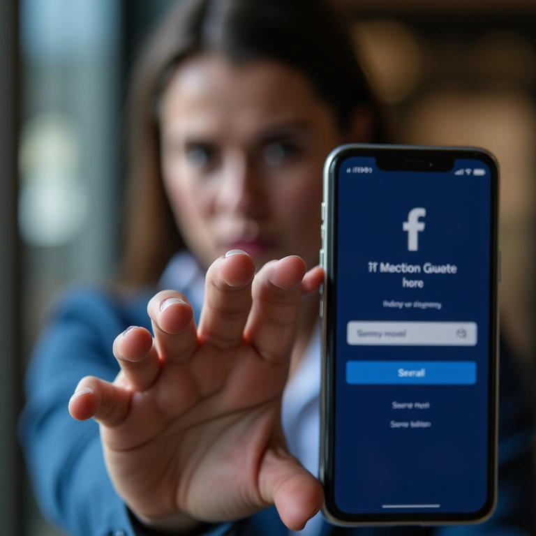 Mulher hesitante criando conta no Facebook.