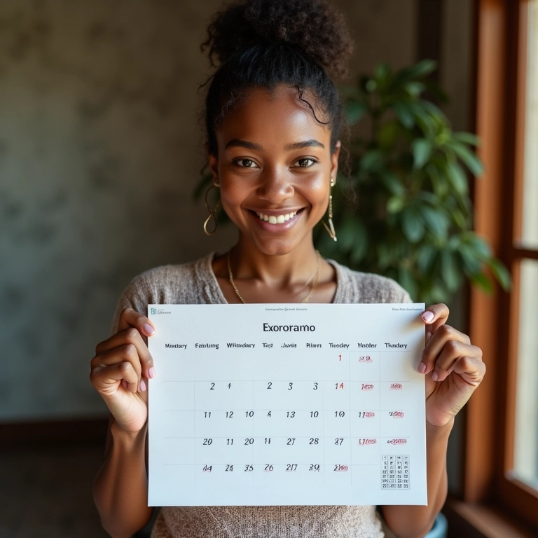 Mulher marcando calendário para fazer teste Clearblue Digital.