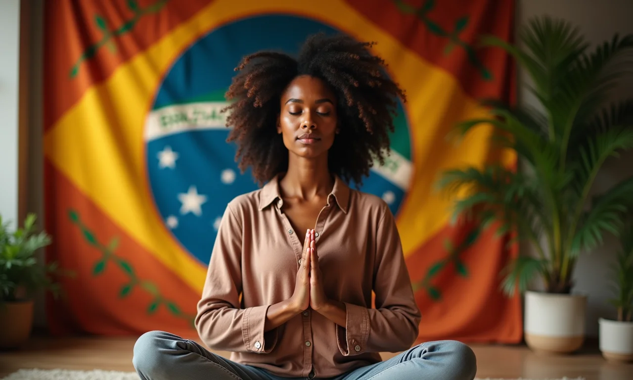 Mulher meditando e visualizando pessoa específica.