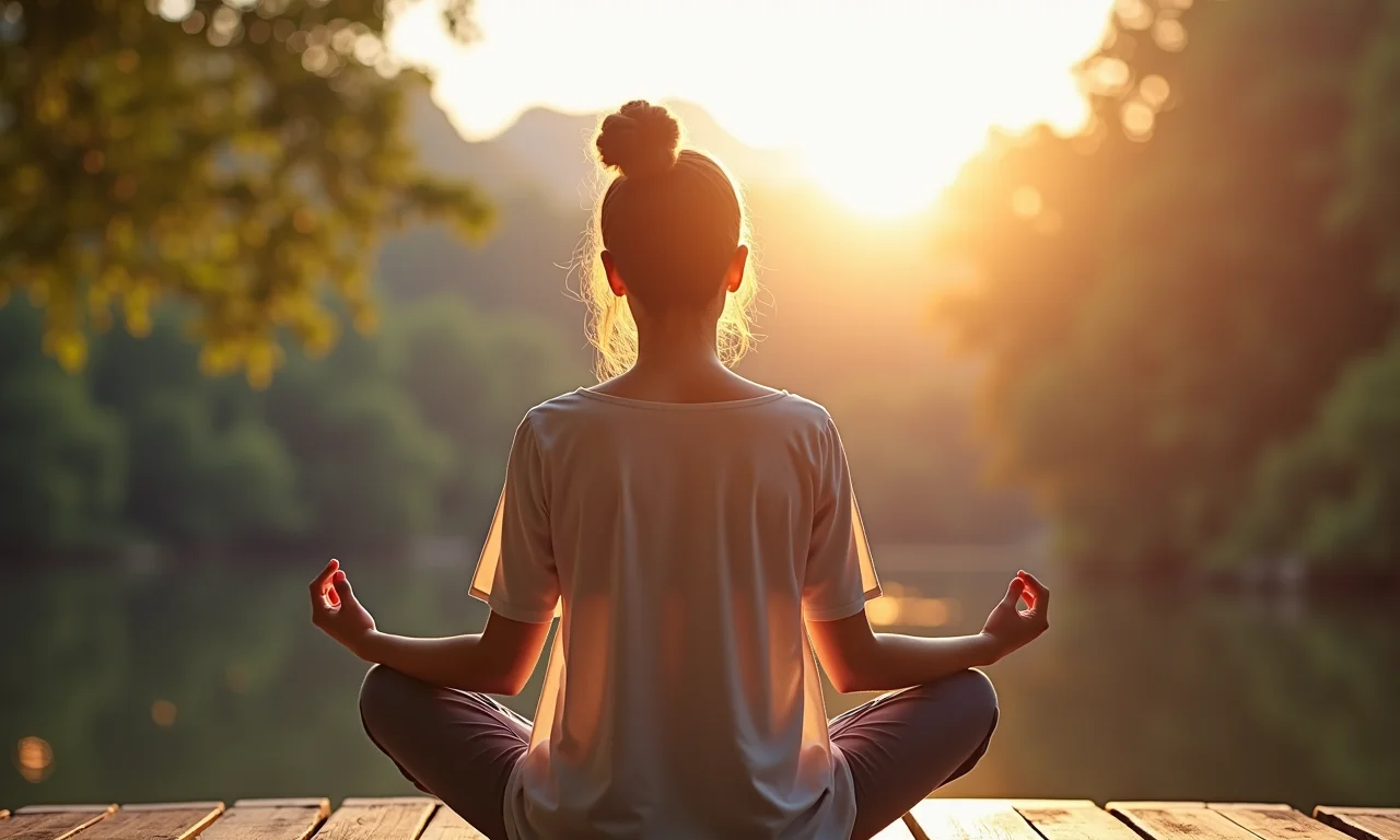 Mulher meditando para superar o medo de falar em público.