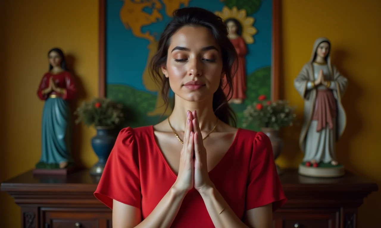 Mulher orando para Pomba Gira Maria Padilha