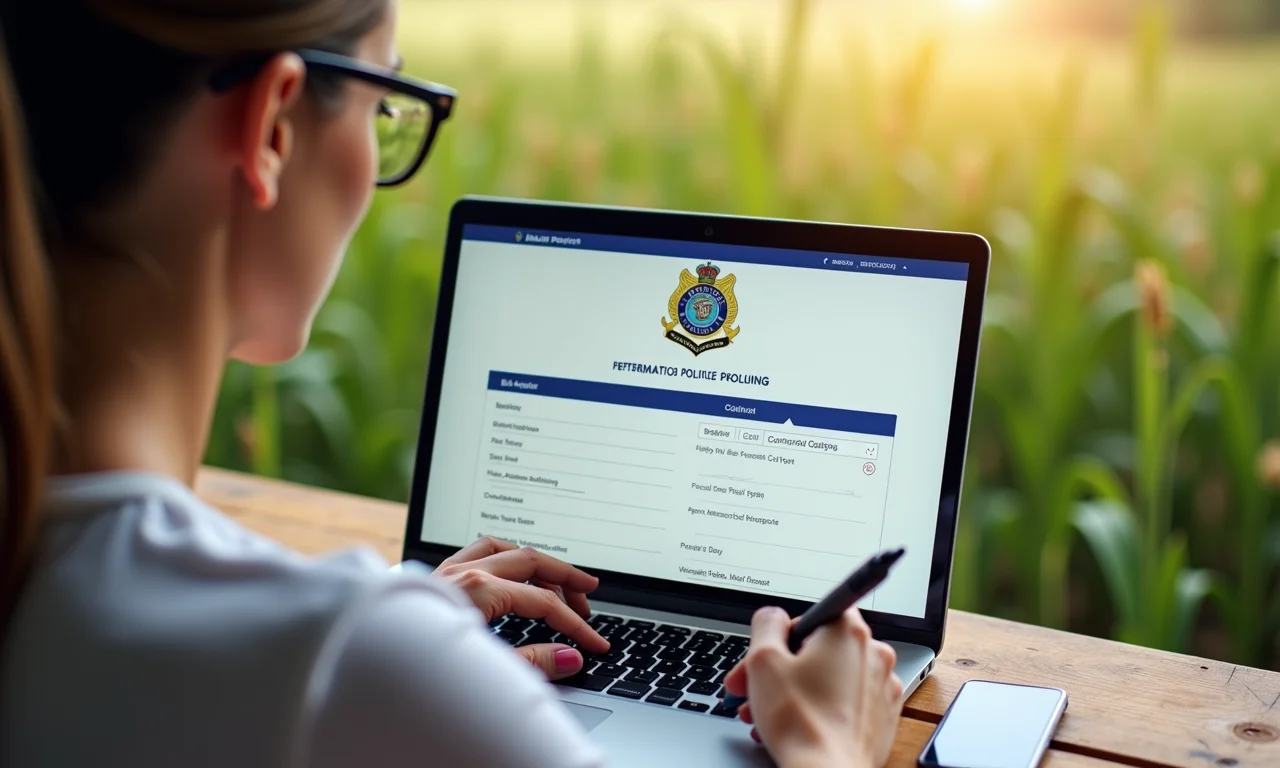 Mulher preenchendo o formulário online da Polícia Federal para o passaporte.