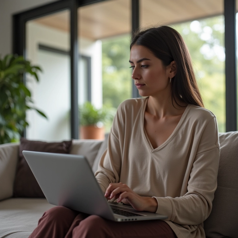 Mulher procurando amigos no Facebook.