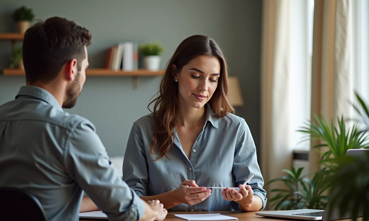 Mulher respeitando o espaço pessoal de um homem em um apartamento em São Paulo.