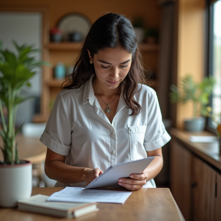 Mulher se preparando para a colonoscopia em casa.
