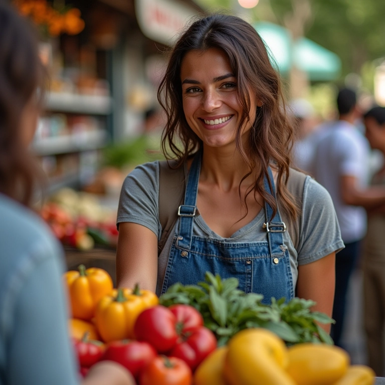 Mulher usando créditos do CPF na nota em loja local.