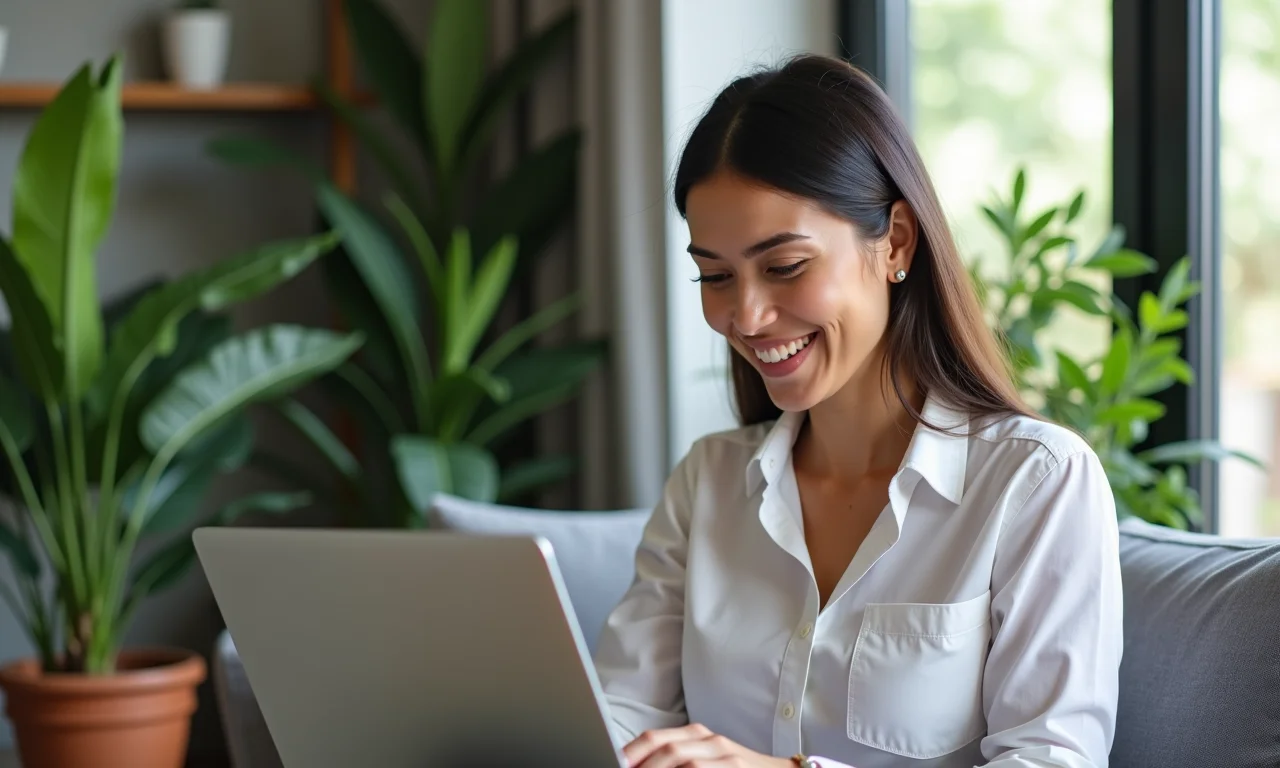 Mulher usando simulador online de aposentadoria.