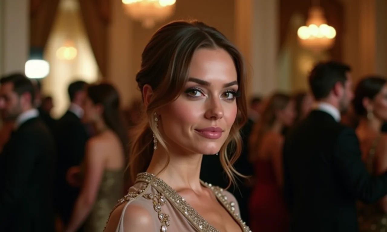 Mulher usando um poncho elegante em um evento formal.