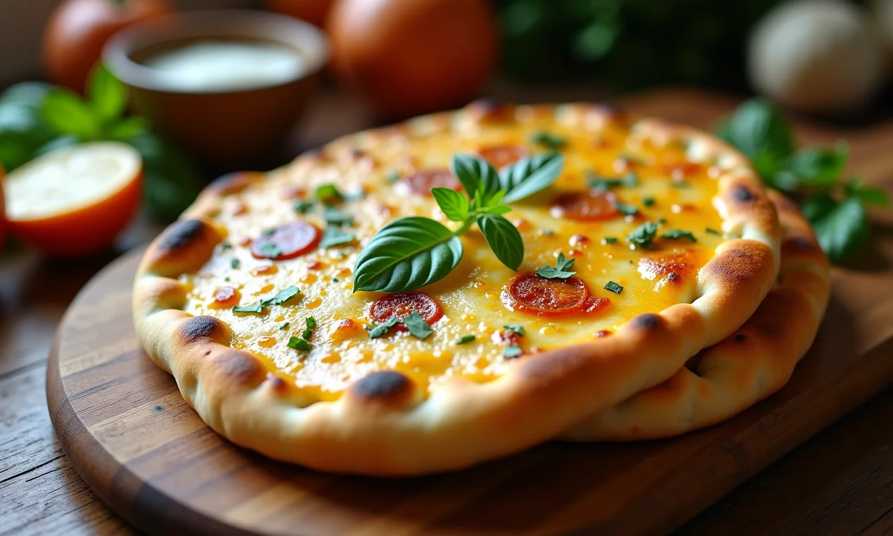 Naan com queijo e alho.