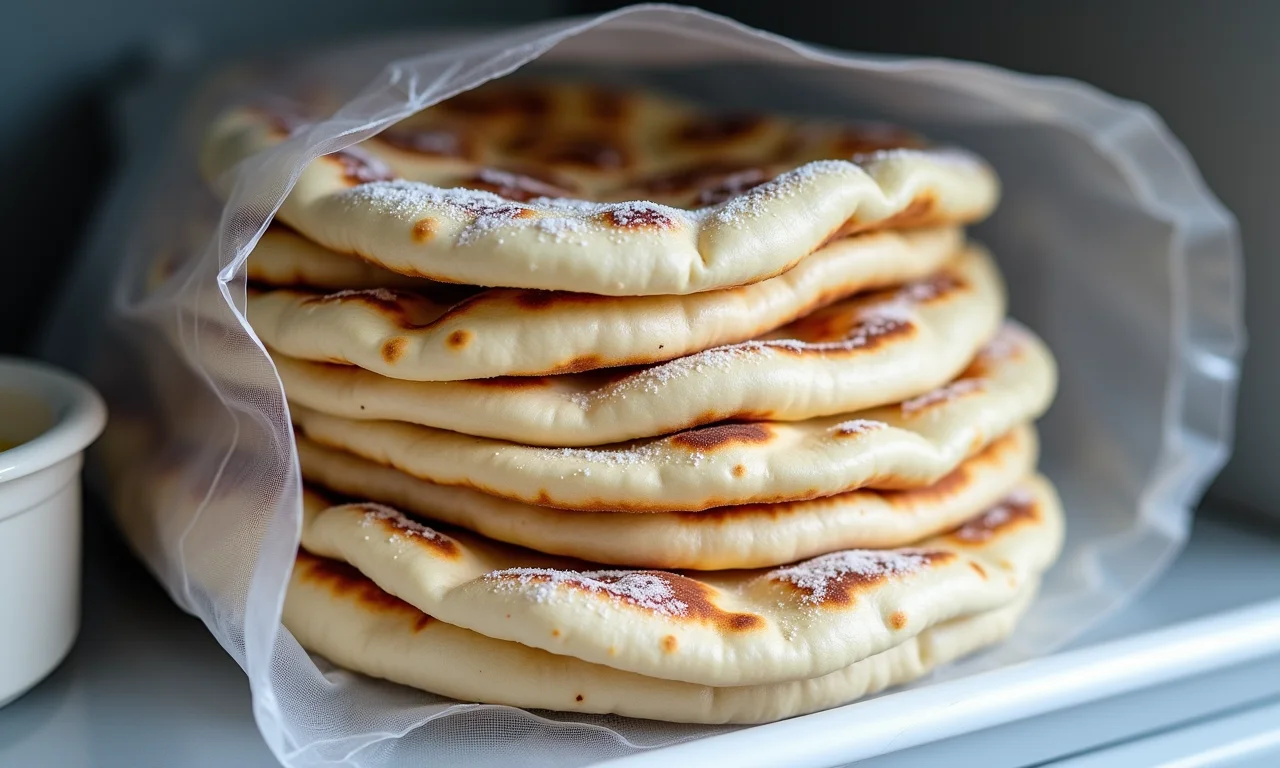 Naan congelado em embalagem.