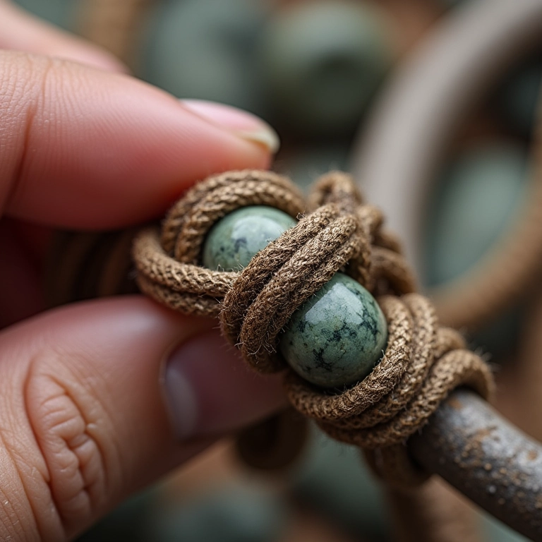 Nó reforçado em pulseira de pedras para evitar que arrebente.