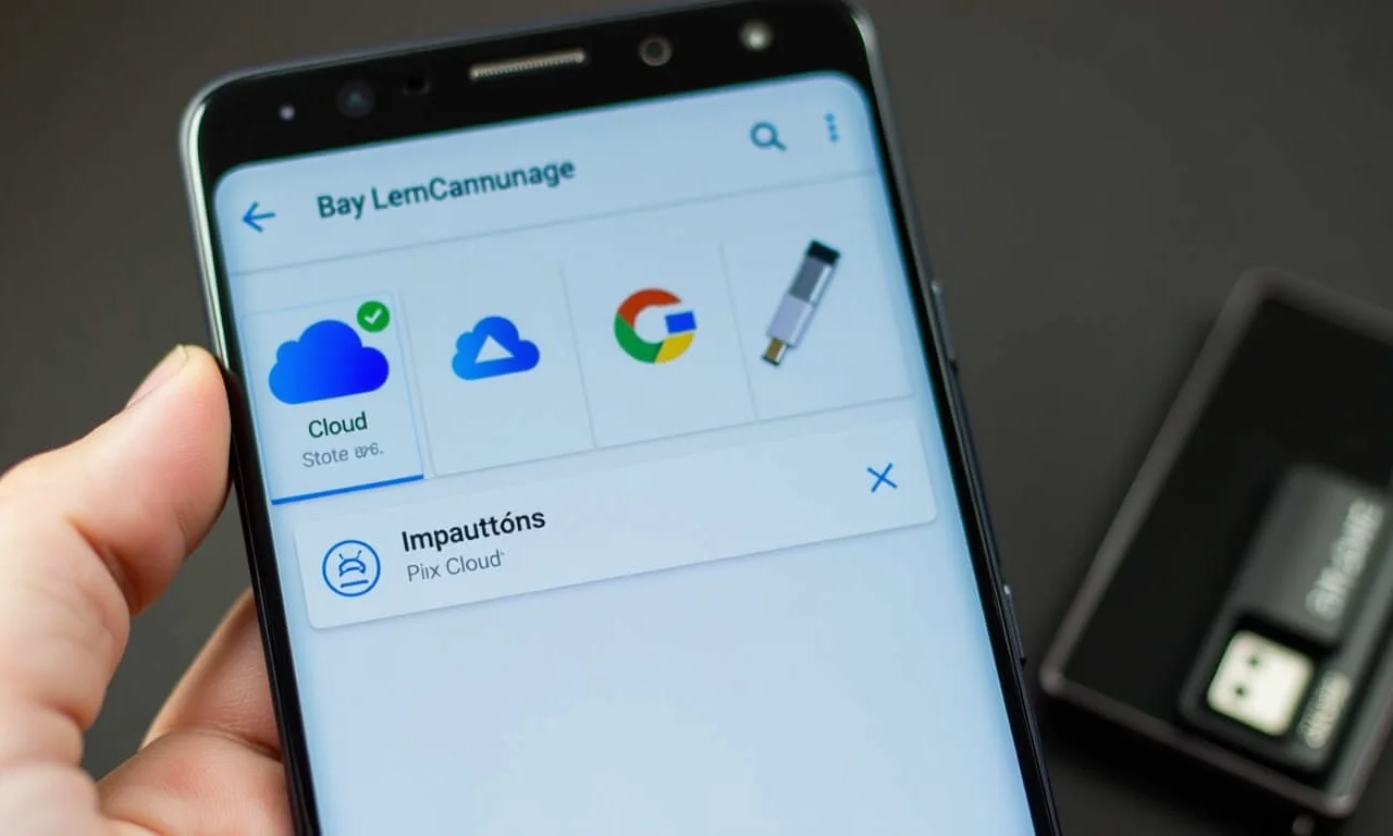 Opções de armazenamento para backup do Samsung J5: nuvem e USB.
