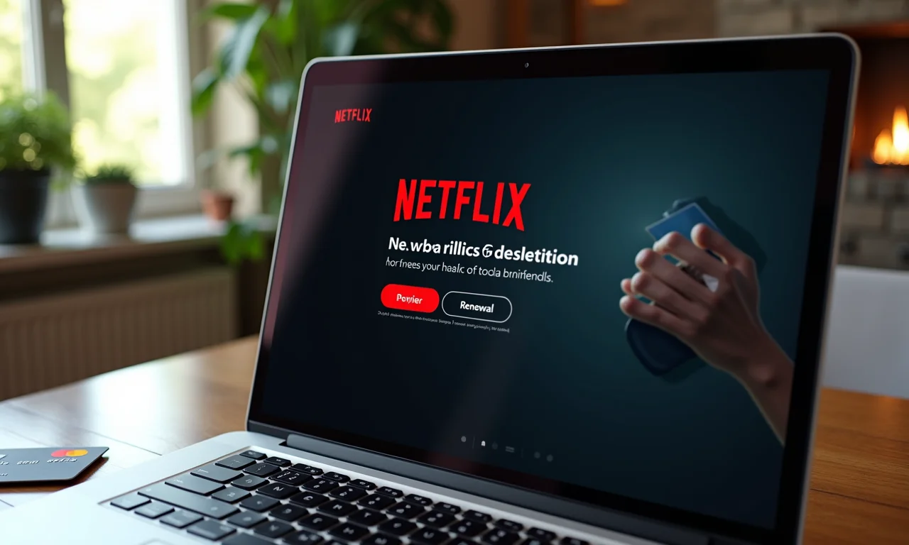 Opções de renovação da assinatura da Netflix na tela do laptop.