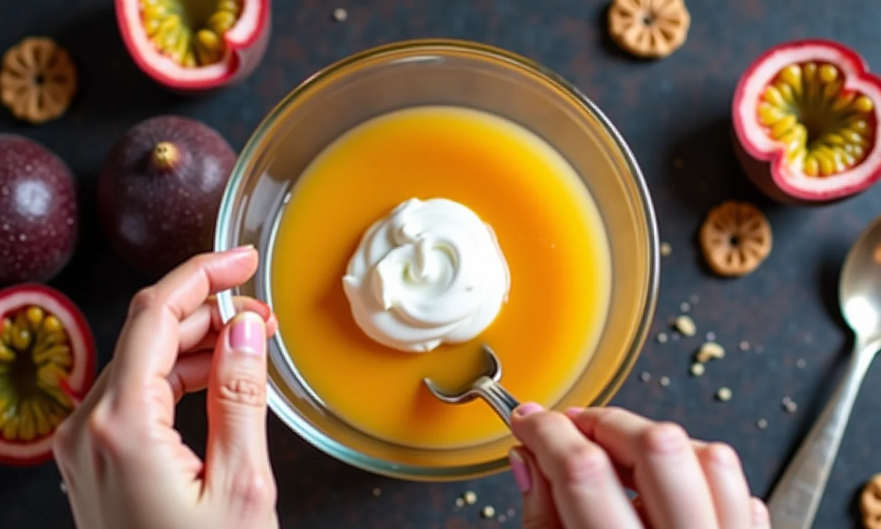Ordem dos ingredientes no creme de maracujá.