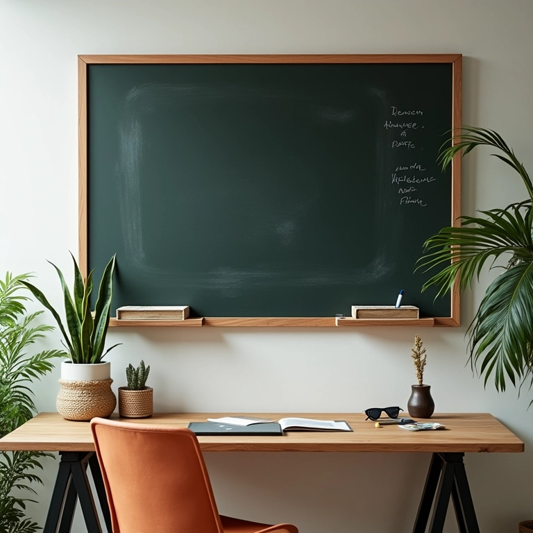 Organizador chalkboard no escritório.