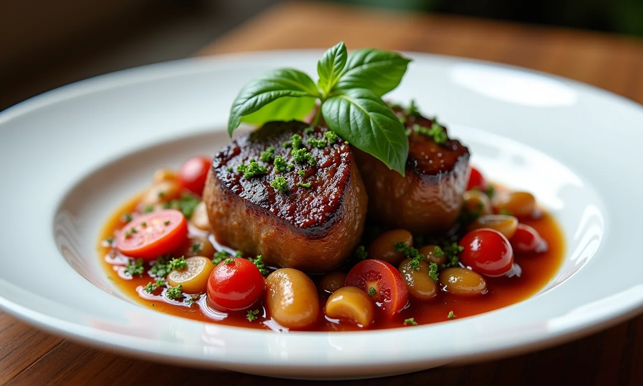 Ossobuco à milanesa com gremolata em prato branco.