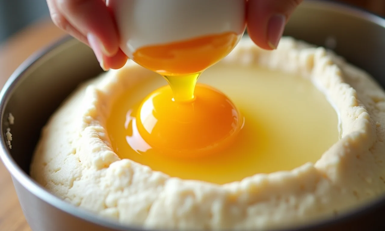 Ovo sendo adicionado à massa dos sequilhos para ligar os ingredientes e dar umidade.