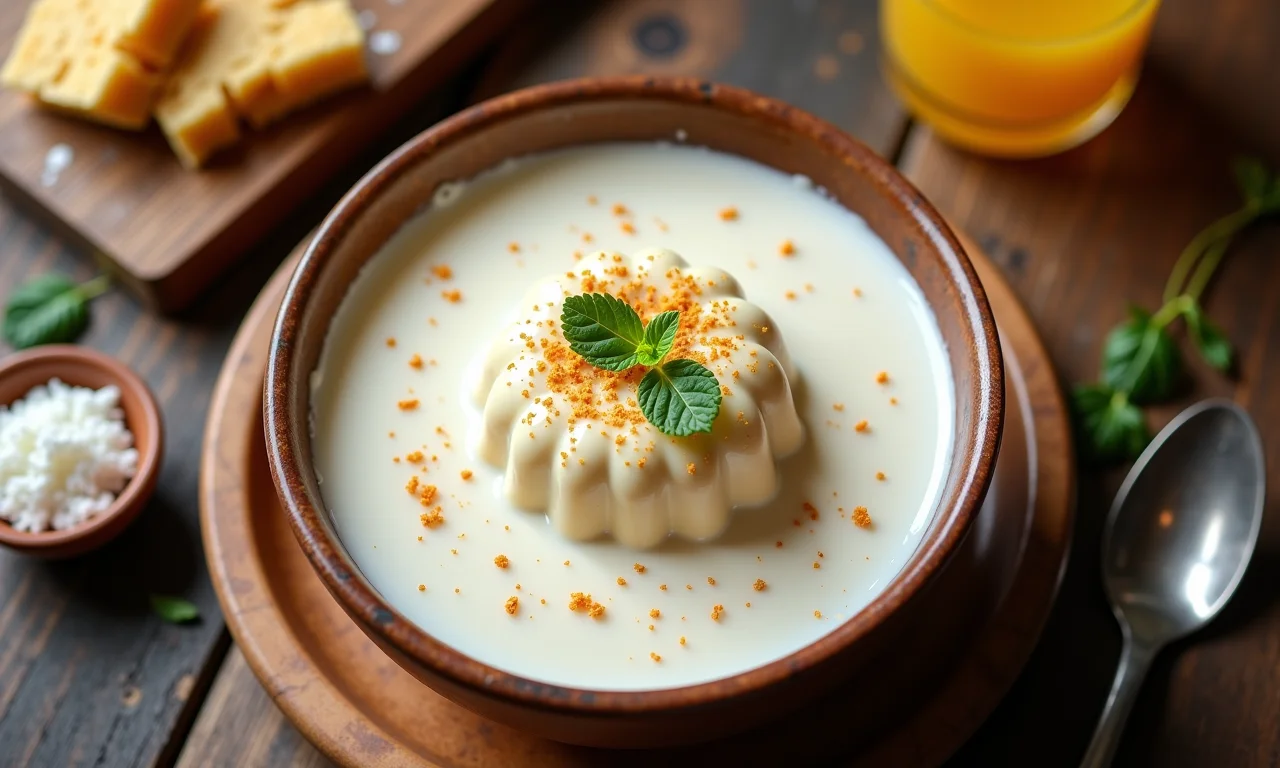 Pamonha cremosa com leite de coco fresco.