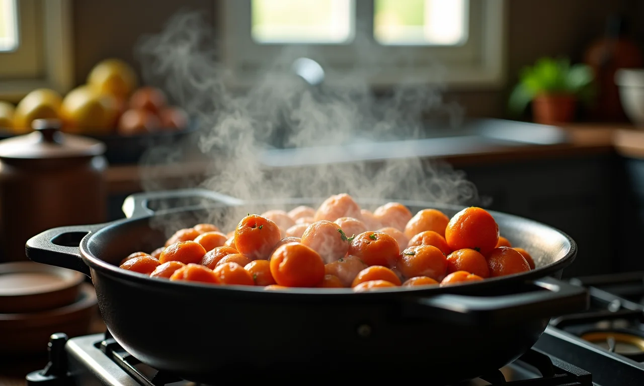 Pamonhas cozinhando em uma panela grande.
