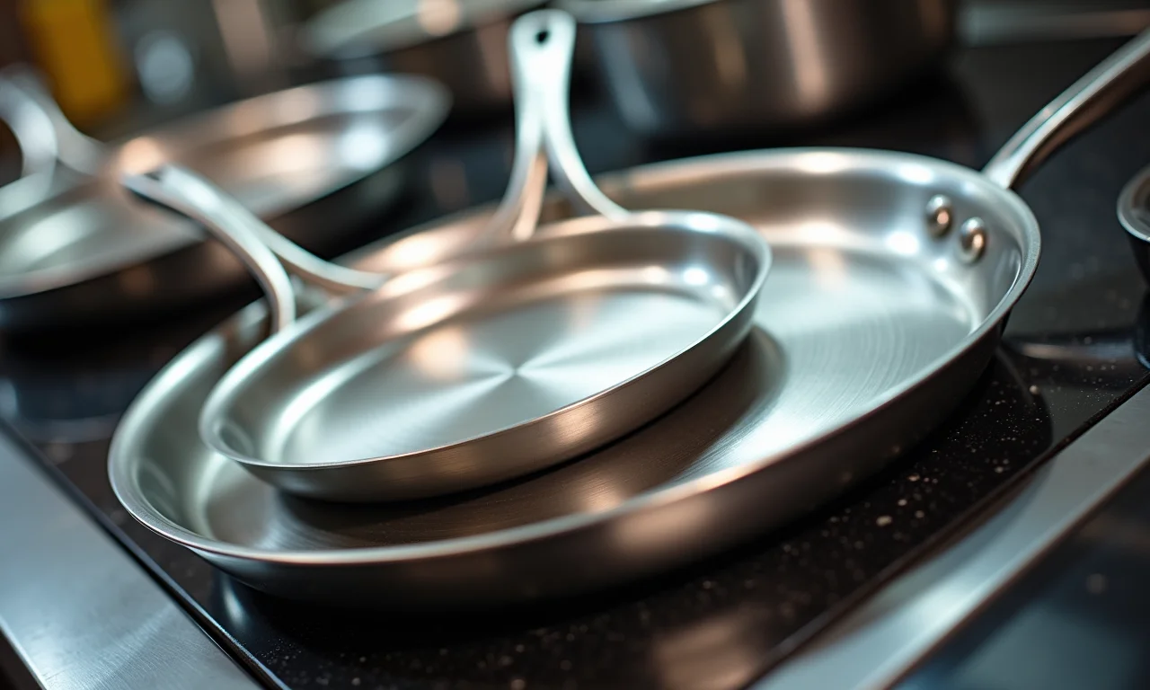 Panelas de fundo triplo da Tramontina de diversos tamanhos.