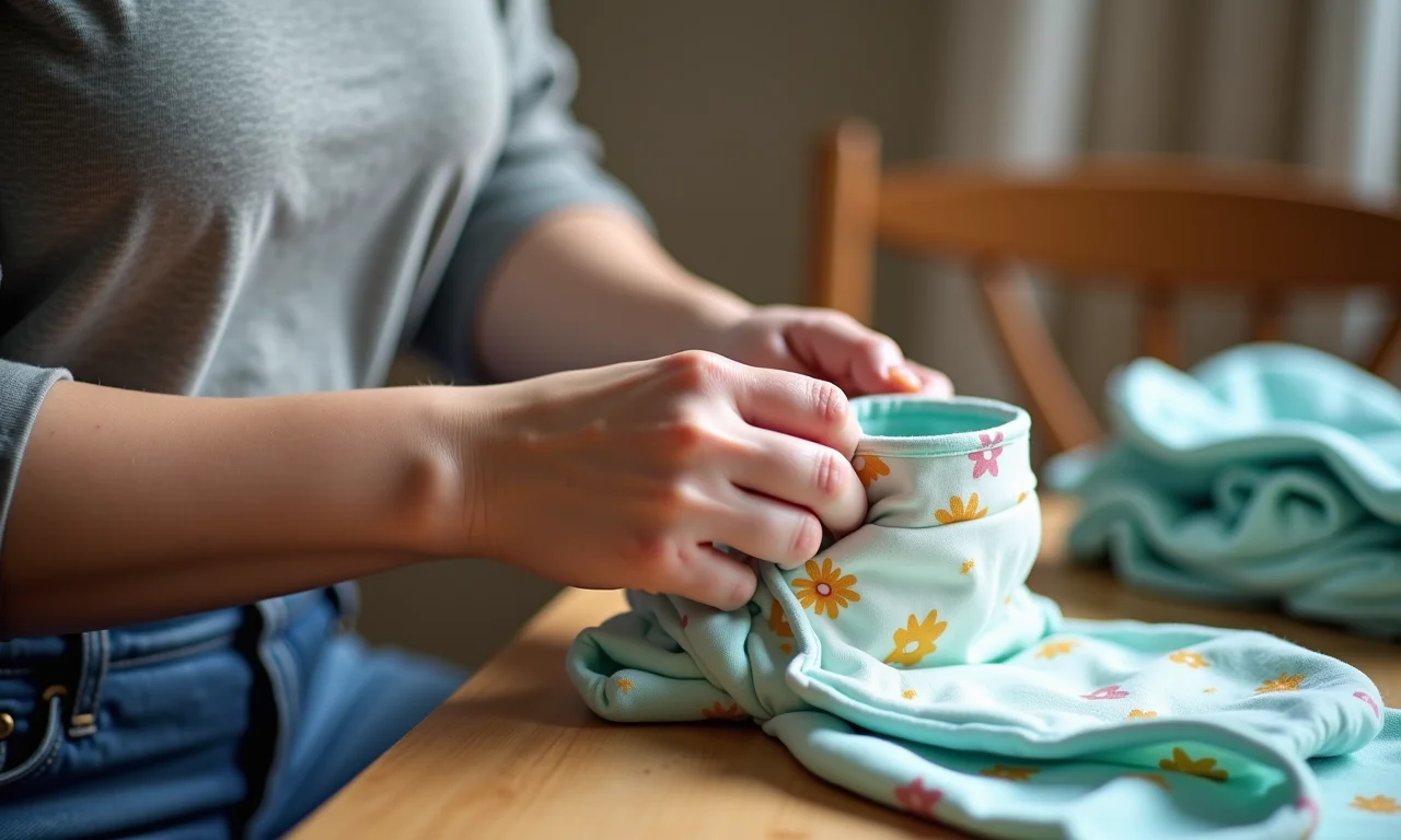 Passo a passo da costura de um porta fraldas de tecido.