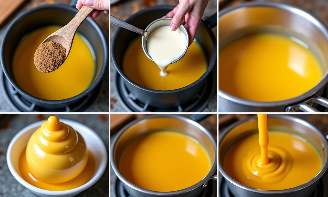 Passo a passo da produção de cera de carnaúba: derretendo a cera, misturando ingredientes.