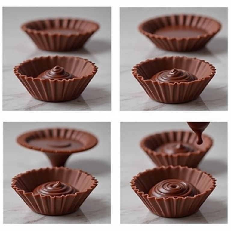 Passo a passo da receita de copinhos de chocolate com formas de silicone.