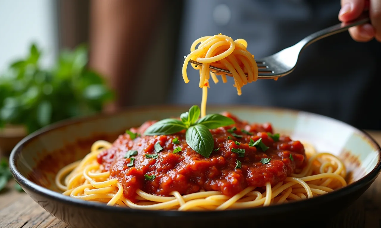 Passo a passo da receita de macarronada de carne caseira.