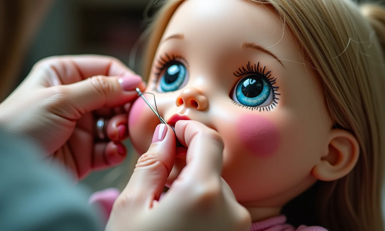 Passo a passo de como fazer boca de boneca bordada.