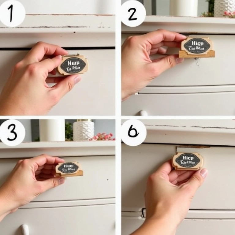 Passo a passo de como instalar puxador reciclado em cômoda vintage.