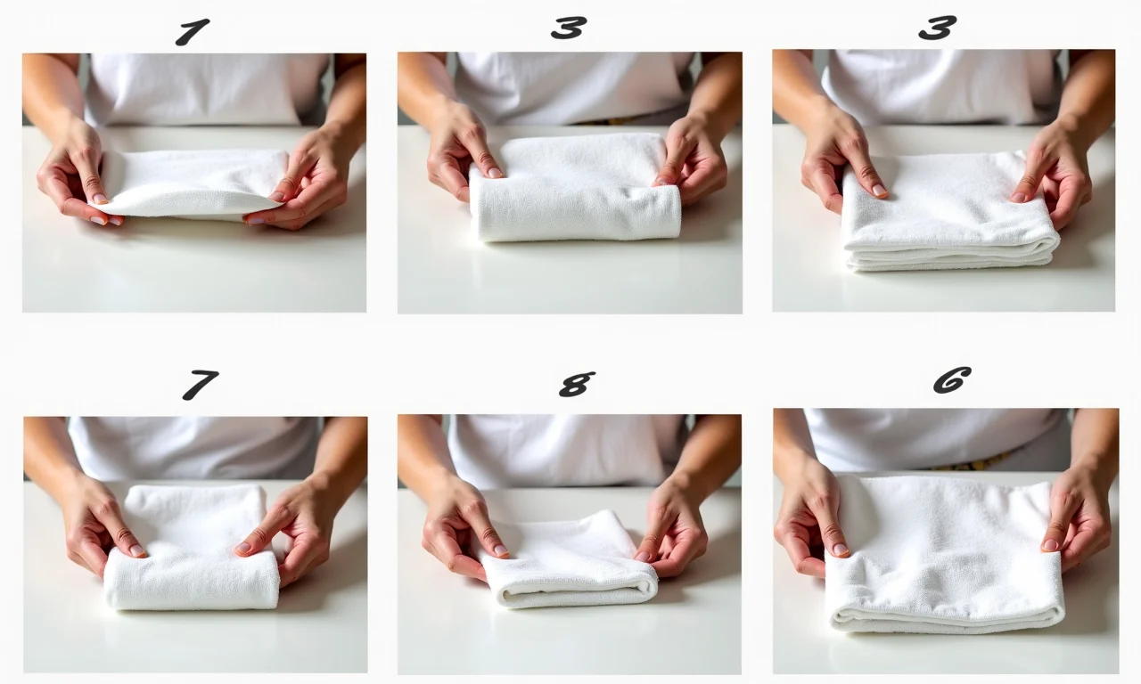 Passo a passo ilustrado de como fazer uma flor de toalha.