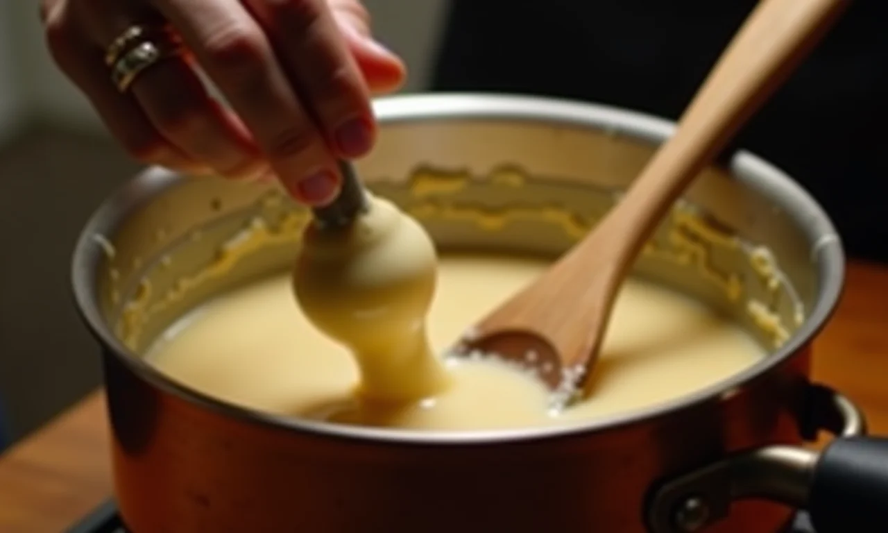 Pé de moleque cremoso sendo preparado.