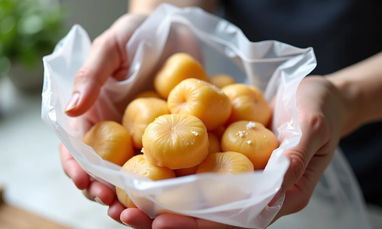 Pé de moleque sendo congelado.